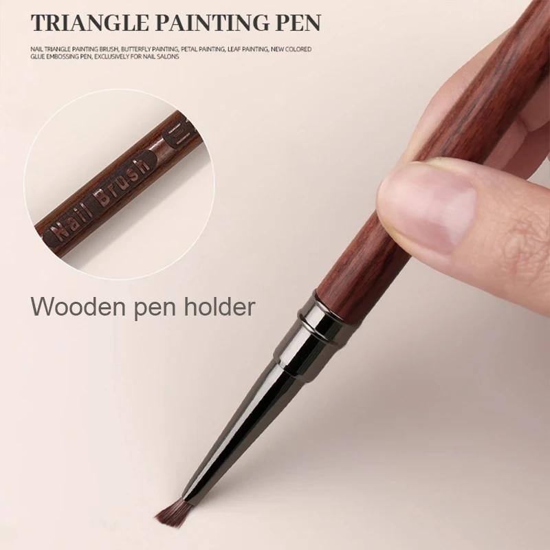 Triangular Nail Art Brush Pen 3D Tips Pattern Phototherapy Acrylic Nail Brush UV Gel DIY Manicure Tools Wood Handle Nail Brushes