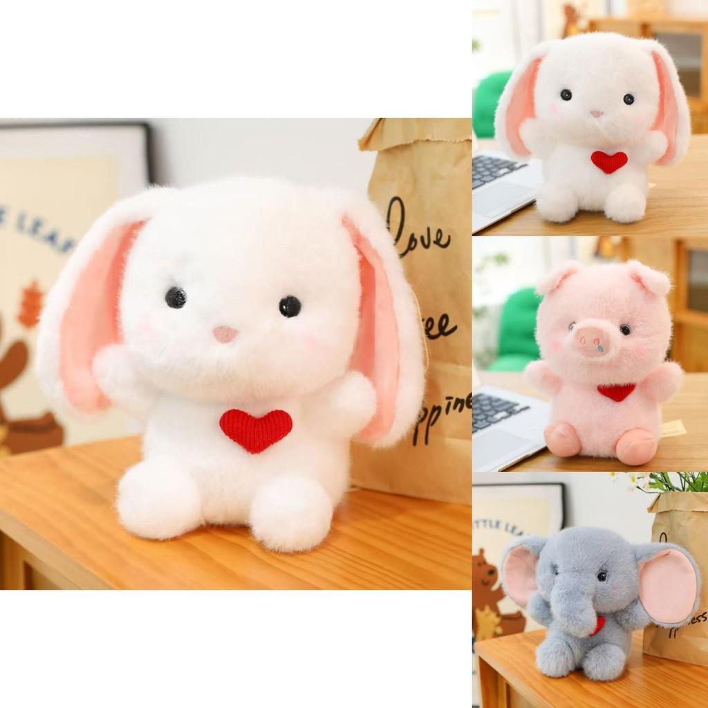 Heart Rabbit Elephant Raccoon Pig Plush Doll Cute Animal Pillow Kids Kidsroom Gift