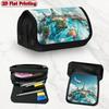 1pc World Travel Design Double Layer Flip Pencil Case-Multi Layer Flip Cover Design, Storage Bag, Zipper Closure, 2D Flat Printed, Suitable for School