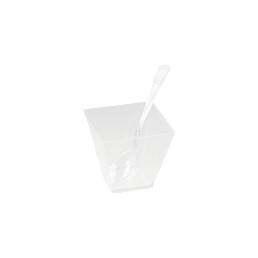 20pcs 60ml Dessert Cups Square Cup Mouth Ice Cream Cup Disposable Plastic Mousse Cups  Yogurt