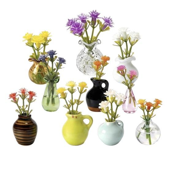 5/10Pcs Mini Glass Vase Refrigerator Magnet Home Office Kitchen Locker Fridge 3D Miniature Flower Vase Magnetic Decoration Ornament