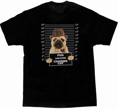 Funny Criminal Dog Art Pug Mug Shot Printed TShirt 100 Cotton ONeck Summer Short Sleeve Casual Mens Tshirt Size S3XL