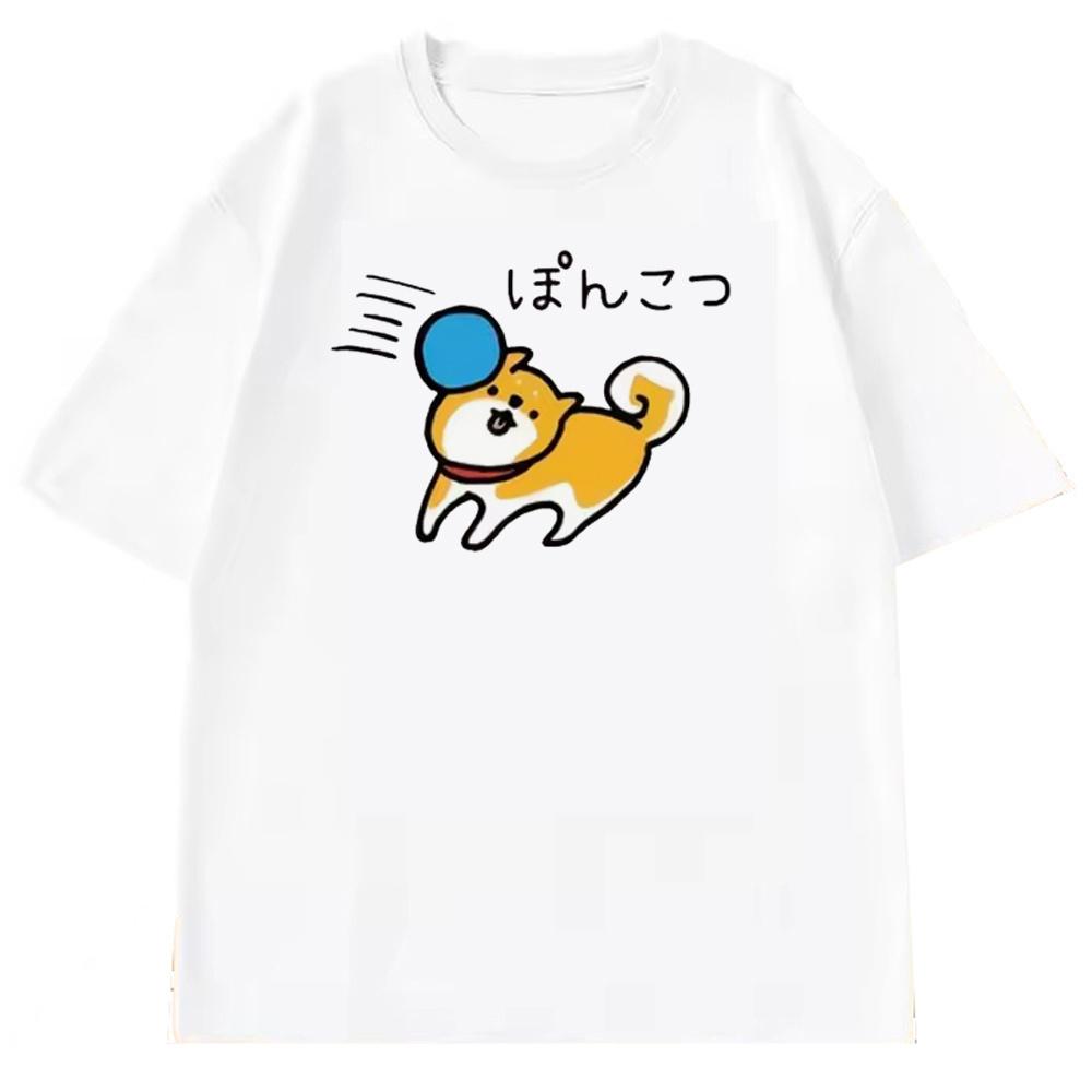 Funny Shiba Inu Shirt Girl Digital Anime Graphic 80s Vintage Trendy TShirt 2000s Korean Clothes Classic Comfortable Aesthetic
