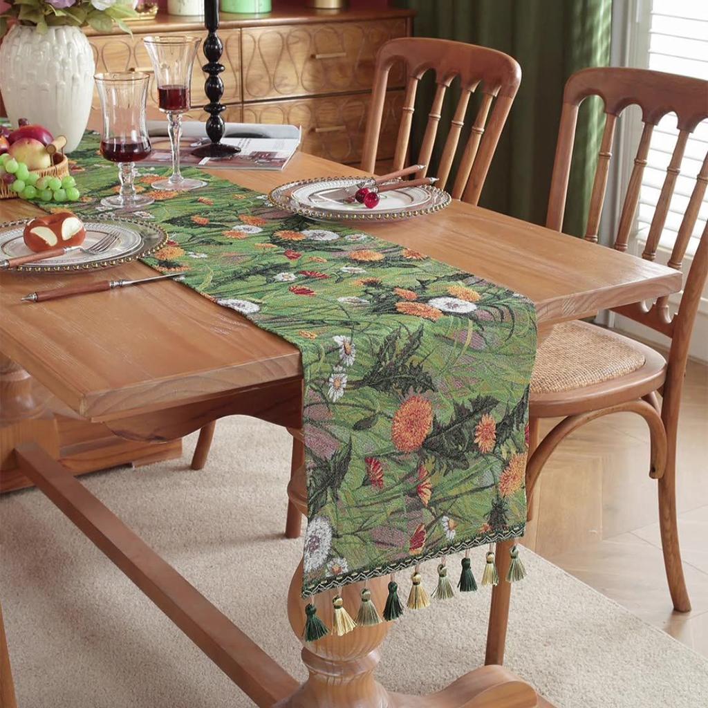 American Retro Style Tea Party Western Table Flag Cloth Bohemian Oil Painting Style Table Flag Light Luxury Embroidery Long Tablecloth