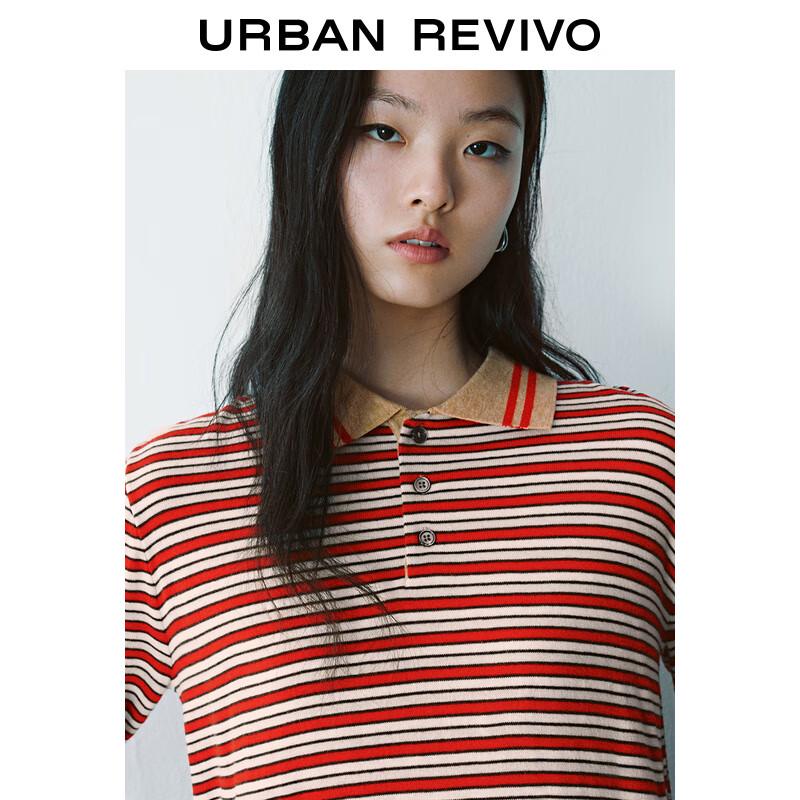 UR Women's Retro Striped Polo Knit Shirt