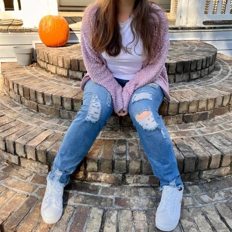 Pantalones vaqueros rasgados de cintura alta Pantalones pitillo