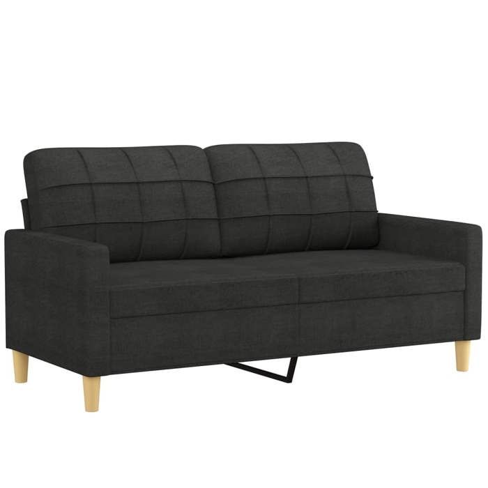 2-seater Sofa - Maison Exclusive - Seat Width 140 Cm - Black Polyester Fabric - Metal Structure