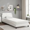 VidaXL Bed with Mattress White 90x200 Cm Faux Leather, Bedroom Furniture, Single Bed, Curved Bed Frame, Slatted Base, 3208338