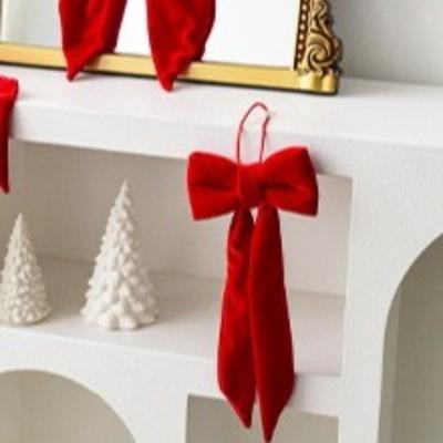 Flocking Christmas Bow Decoration Soft Butterfly Large Bow Decor Red Green Giant Bow Hanging Bowknot Christmas Party