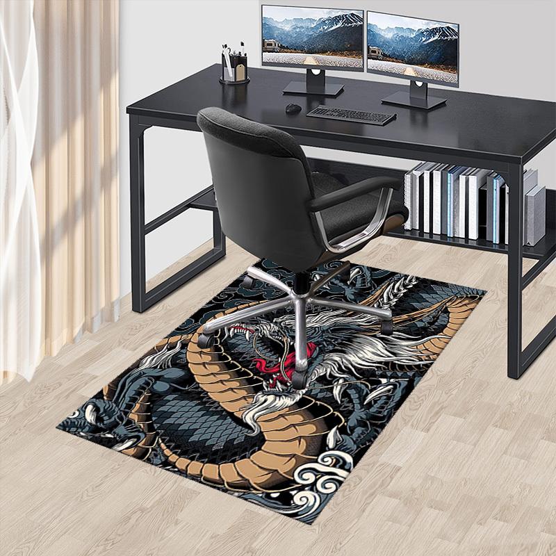 

1pc Anime Dragon Chair Mat - Office Desk Rug with Japanese Mythical Creature Design, Non-Slip Carpet for Home Decor, Suitable for All Seasons and Perf 60cm by 90cm