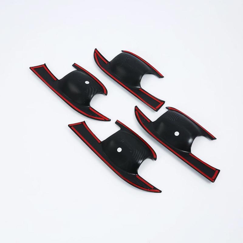 Black Carbon Fiber Pattern Car Side Door Handle Bowl Cover Trim For Mitsubishi Eclipse Cross 2017 2018