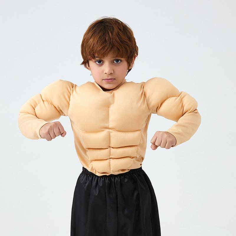 Muscle Men's Shirts, Cosplay Fake Pecs, Fake Abs, Funny Children's Muscle T-Shirts Clothing Children's Clothing Boys