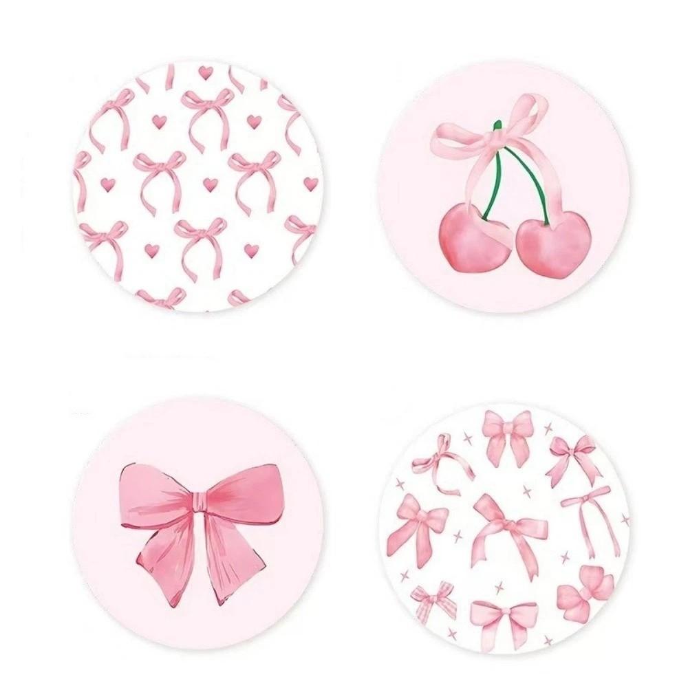 4/6pcs Round Wooden Cat Coaster Waterproof Insulation Pad Sweet Coffee Cup Mat For Coffee Table