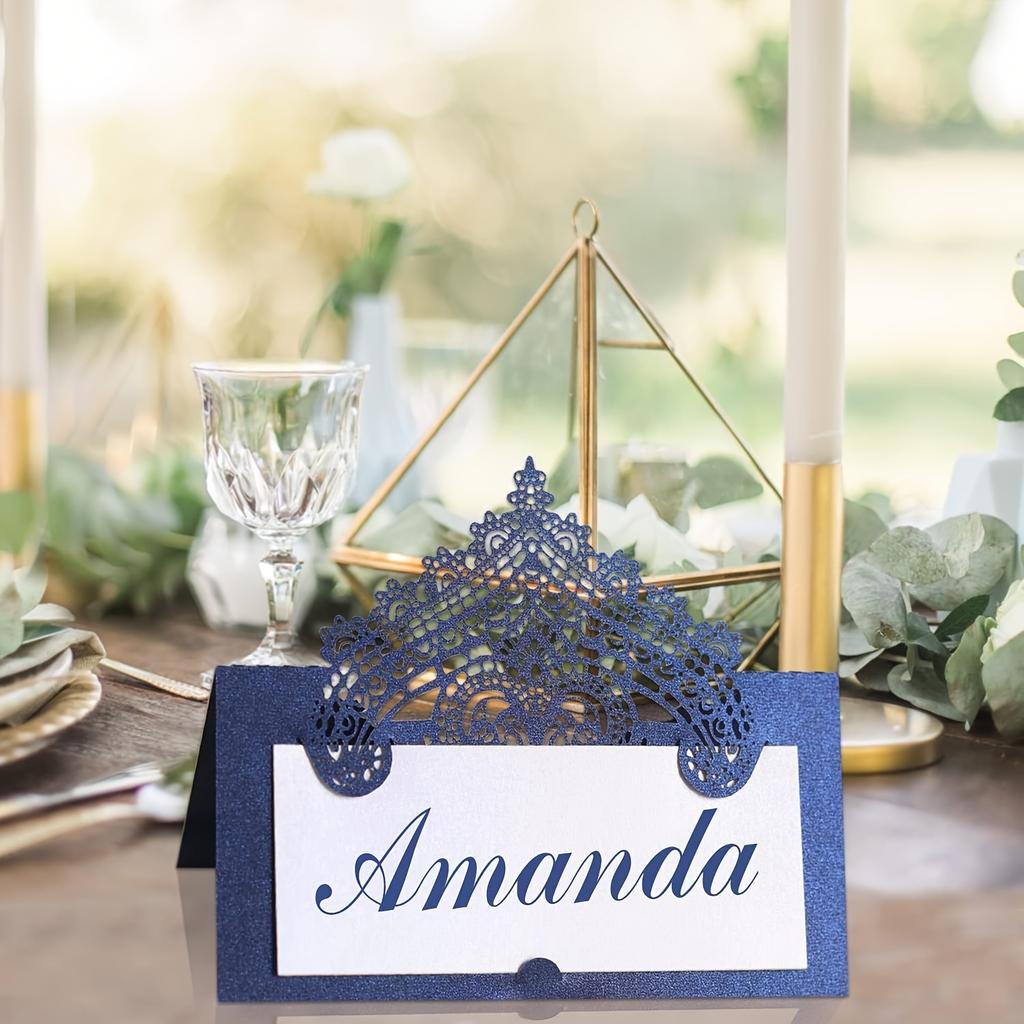 1Set 20Pcs Dimensional Lace Wedding Seating Cards - Reusable Place Cards with Stands for Table Arrangement