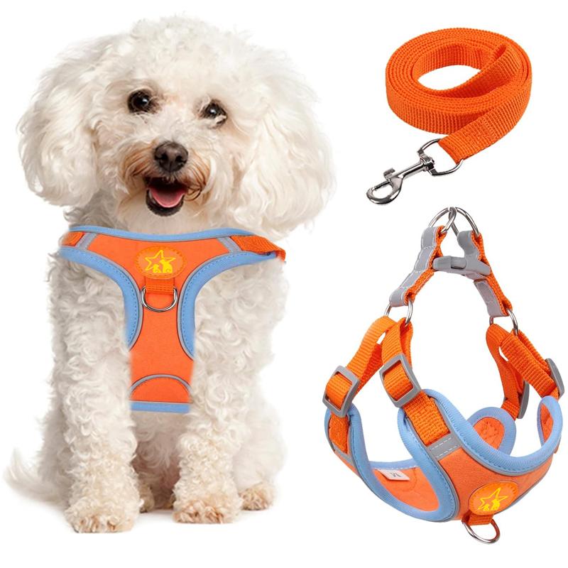 Pet Harness Vest Walking Lead For Puppy Dogs Collar Adjustable Reflective Breathable Harness For Dogs Puppy And Cats