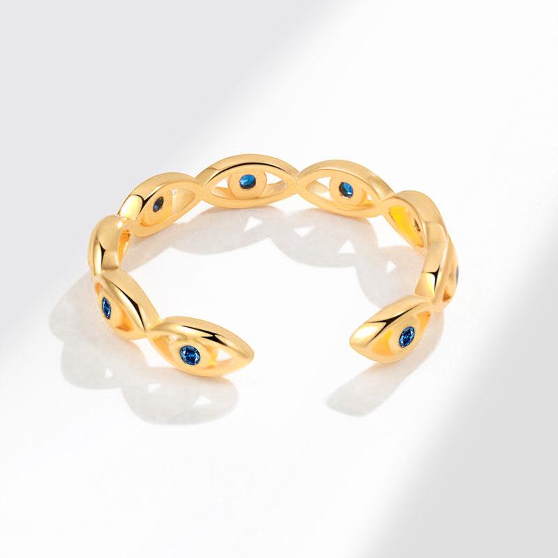 Evil Eye Open Ring For Women Luxury Zircon Minimalist Pinky Ring Chic Niche Design Jewelry