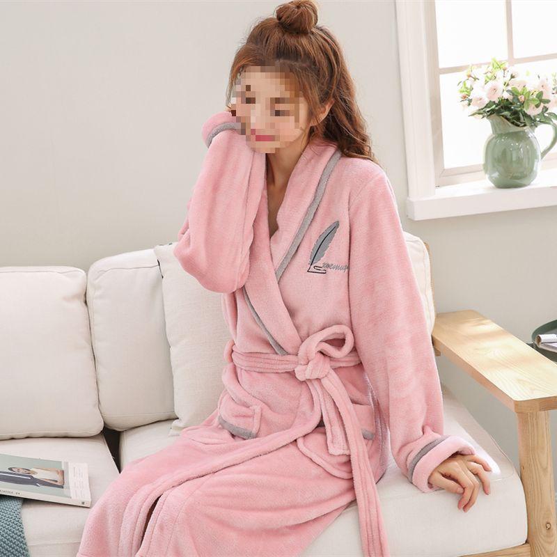 G5Z Winter Flannel Couple Robe: Men's Coral Fleece & Women's Plus Velvet Thick Warm Pajamas Bathrobe.