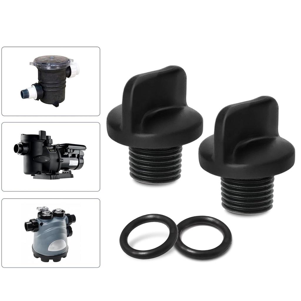 1 Set Pool Pump Drain Plug with Seal Rings Replacement Plastic Texture for Filter Pumps and Water Purification Systems