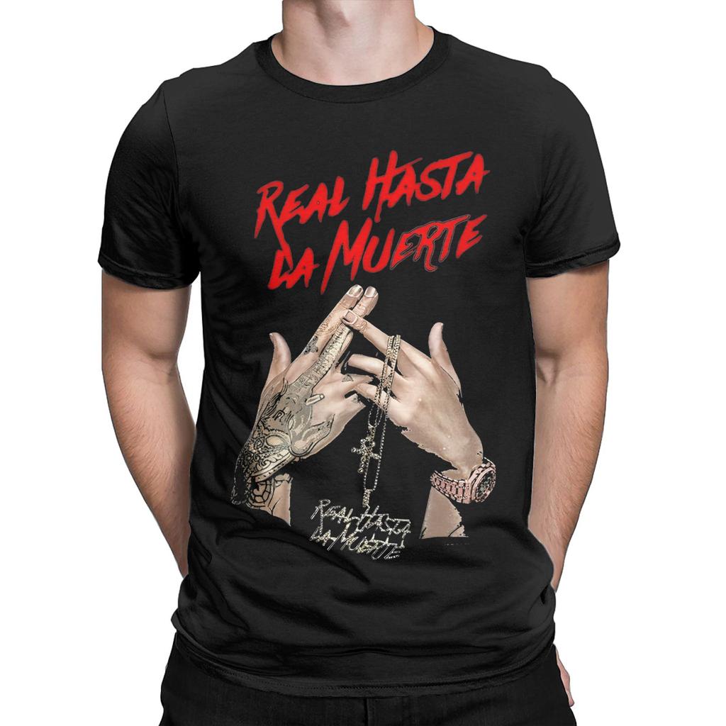 Anuel AA Real Hasta La Muerte T-Shirts Men Rapper Music Novelty 100% Cotton Tee Shirt Round Neck Short Sleeve T Shirt Clothes