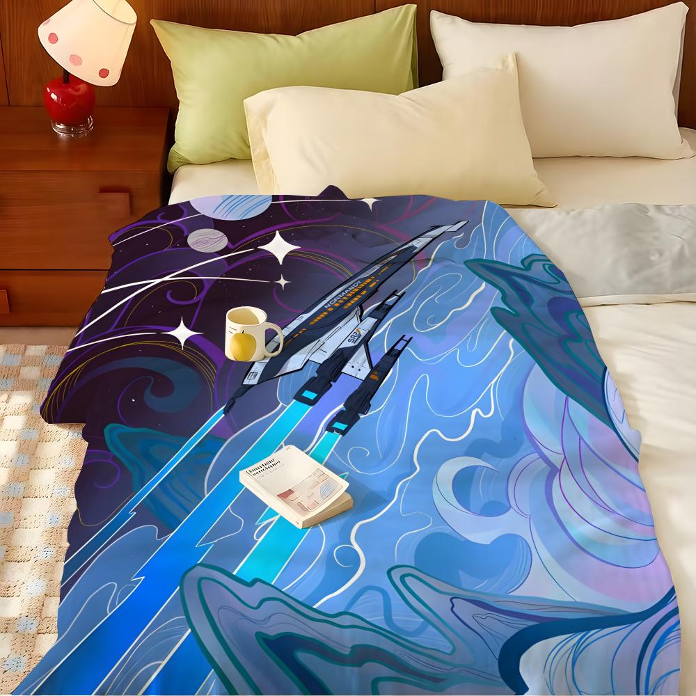 Game M-Mass E-Effect Throw Flannel Throw Blanket, Lightweight Cozy, Durable Washable cute Cool