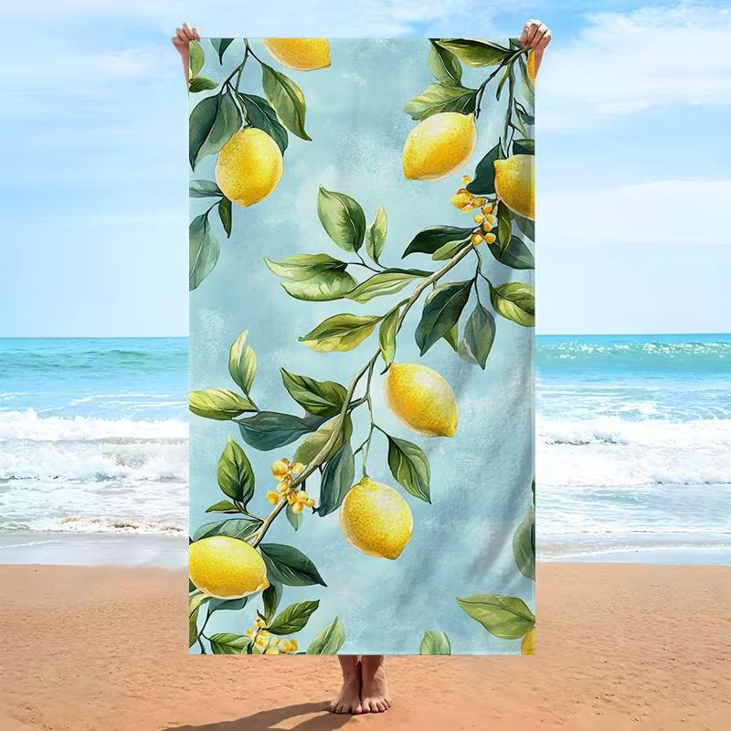 Tropisches Ananas-Zitronen-Muster Strandtuch Sommerfrucht Schnelltrocknendes Handtuch Saugfähig für Sommer-Strandurlaub