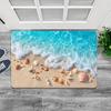 Ocean Waves Beach Shells Floor Mat Flannel Door Mat Non-Slip Washable Foam Entryway Rug for Bathroom Bedroom Entryway