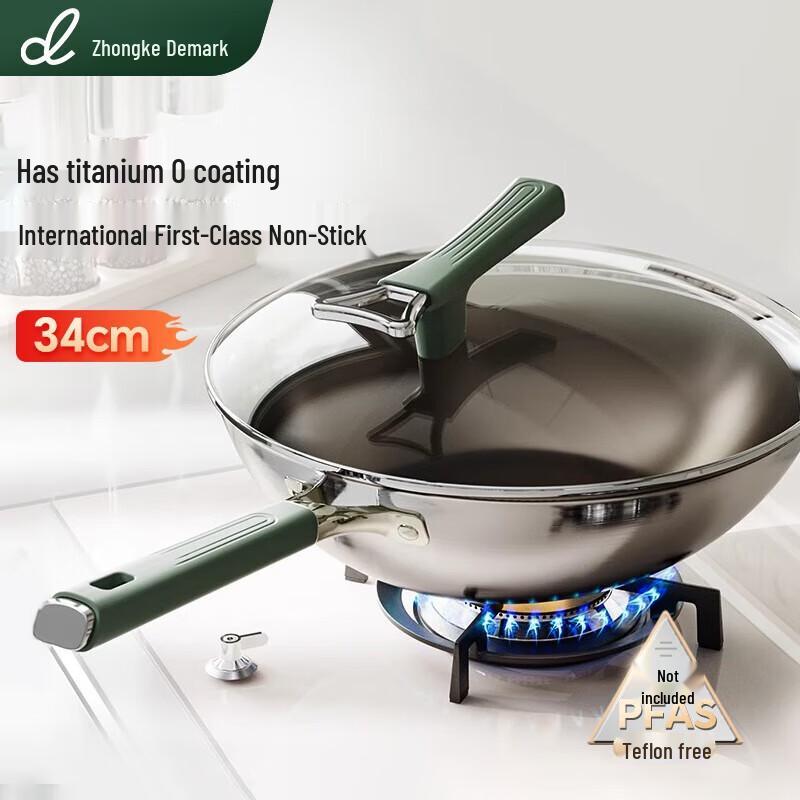 DUMIK Titanium Shield Non-Coated Stainless Steel Wok