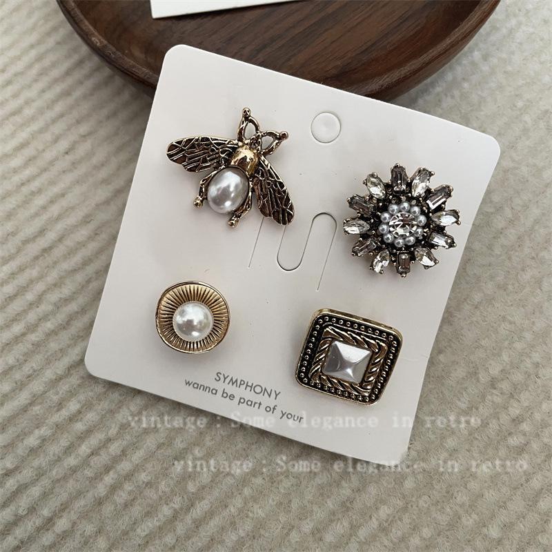 Vintage Distressed Brooch Set: Coco Style Corsage Pin Collection