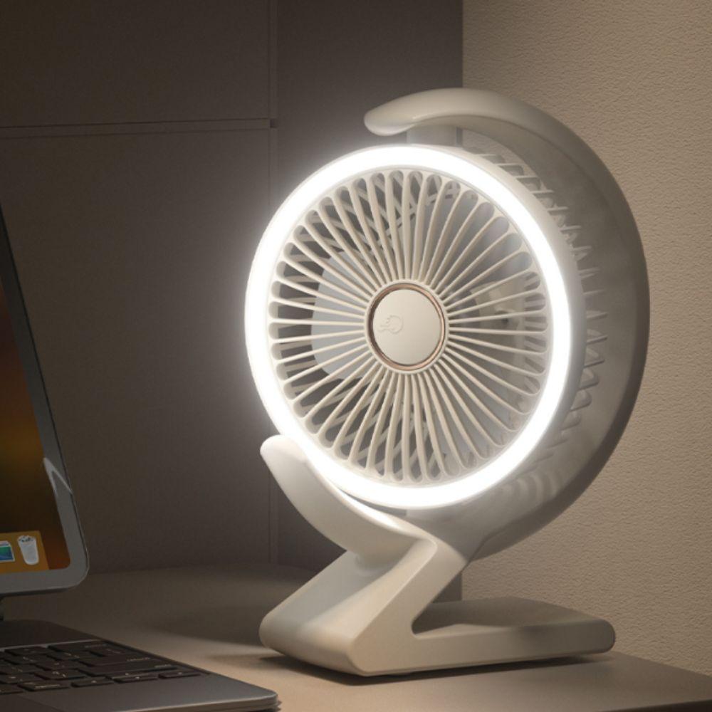 LED Light Personal Air Circulator Crescent Shape Table Cooling Fan Mini Desk Fan  Bedroom Use