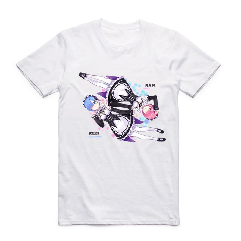 

2019Fashion Men Print Re:Zero REM Anime T Shirt O-Neck Short Sleeve Summer Re:Life In A Different World From Zero Unisex Top Tee 4XL