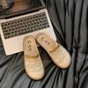 Fashion Breathable Weaving Hollow Out Women's Slippers Summer Flat Casual Mueller Shoes 2025 Women Linen Versatile Half Slides