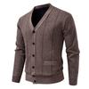 Men's Solid Color Textured Casual Plus Velvet Casual Sports Slim Sweater Needle Cardigan Jacket