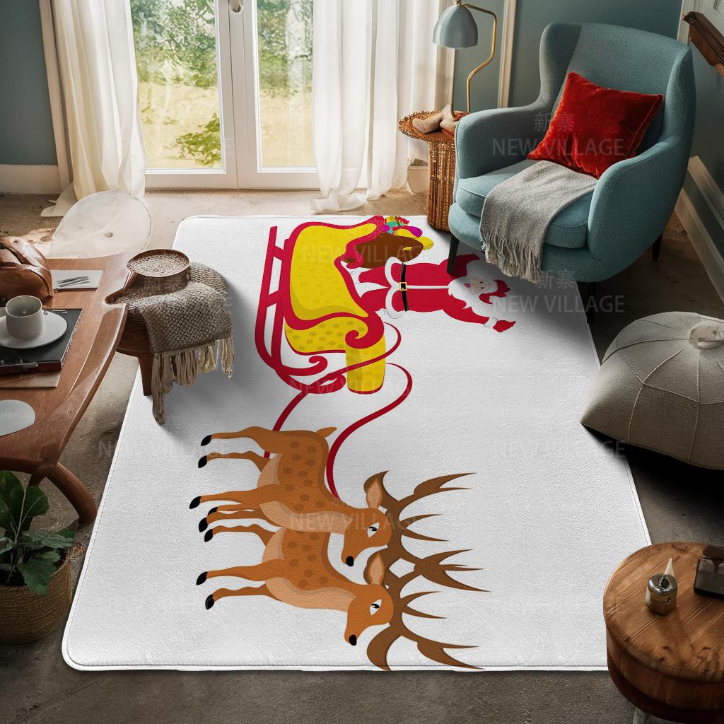 House Entrance Carpet Home Door Mat Living Room Bath Foot Bathroom Non-slip Water Absorption Rugs Bath Merry Christmas Winter