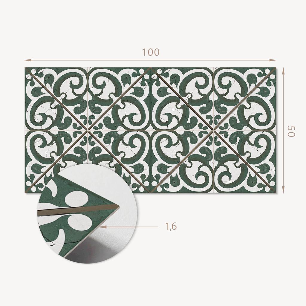 Printed Vinyl Wall Panel for Dining Room 100x50 cm Pattern with Plant Motifs