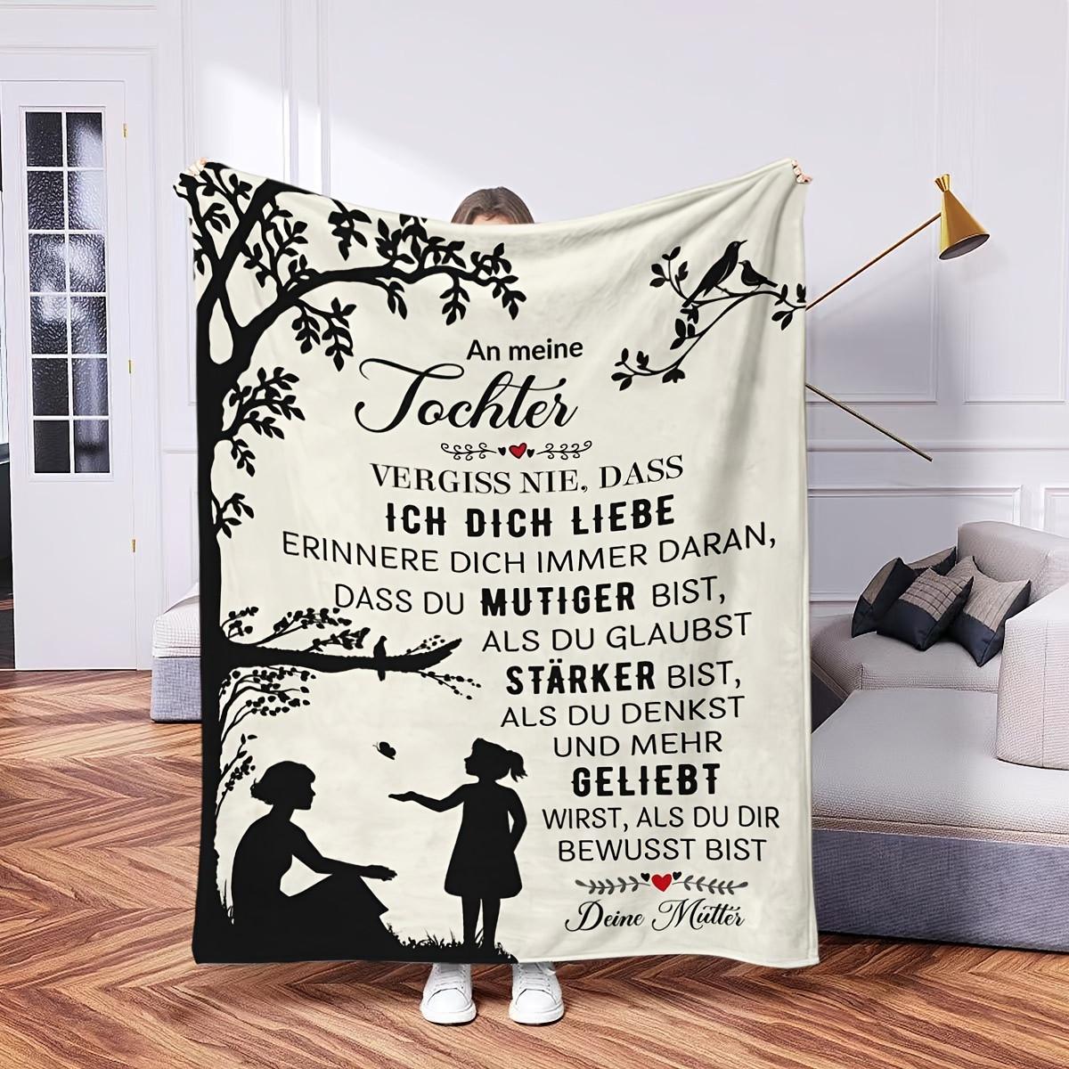 German Academic Blanket - Motivational English & German Print Throw 70x100cm