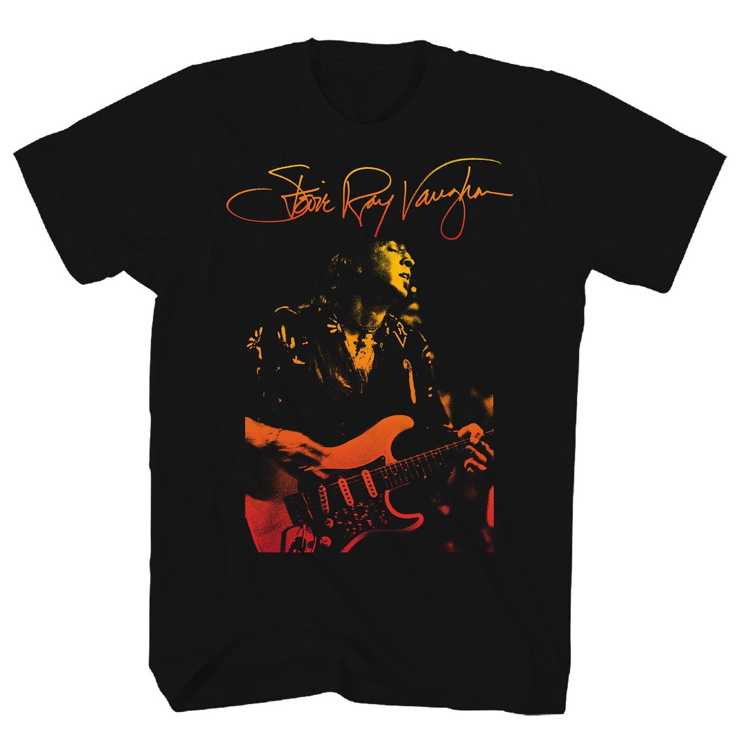 Men s Stevie Ray Vaughan Gradient Photo/Signature T-shirt XXX-Large Black S