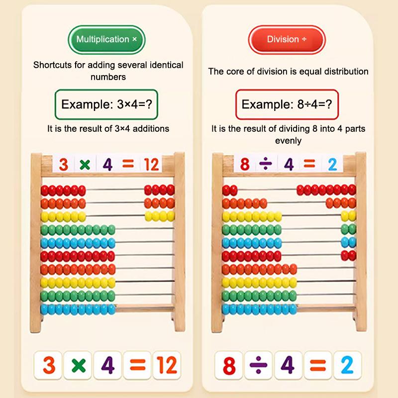 Wooden Counting Toy Abacus Montessori Education Math Toy Children Rainbow Counting Beads Addition Subtraction Operation Learning