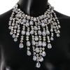 Layered Waterfall Rhinestone Necklace Women Bold Geometric Drop Pendant Chain In Gold Gunmetal
