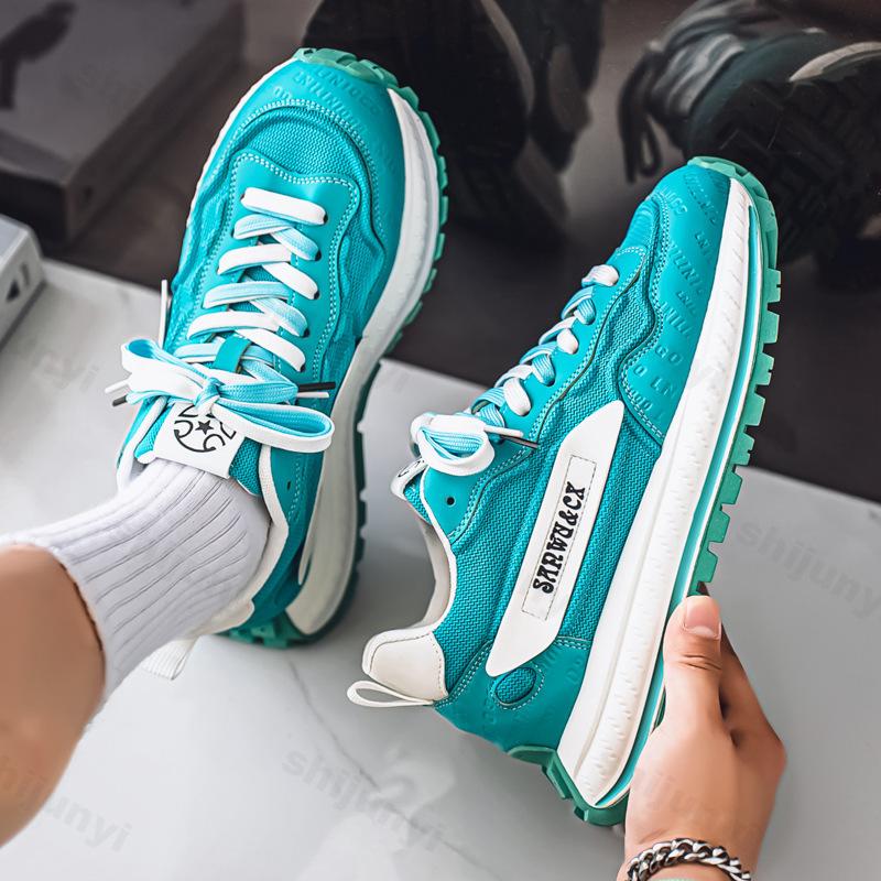 

Men s 2026 Summer New Style Fashi Trend Thick Soled Casual Shoes Mesh Breathable Wear Resistant Outdoor Sports Chunky sneakers 39 синій