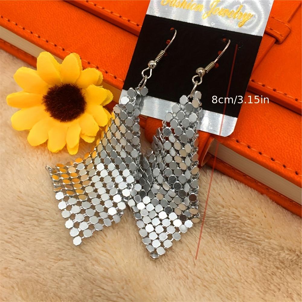 Elegant Luxury Iron Checkered Tassel Drop Earrings Versatile Daily & Party Wear All-Season Fashion Accessory