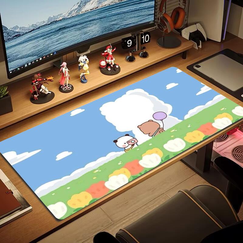 Bubu y Dudu Cartoon Color Mouse Pad Large Gaming Table Cushion Non-slip Laptop Tablet Big Mousepad XXL Mat Mini PC Playmat With Lock edge