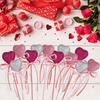 10-Piece Glitter Foam Heart Picks for Valentine's Day, Mother's Day, Gift Vases, Decorations, Birthday Parties