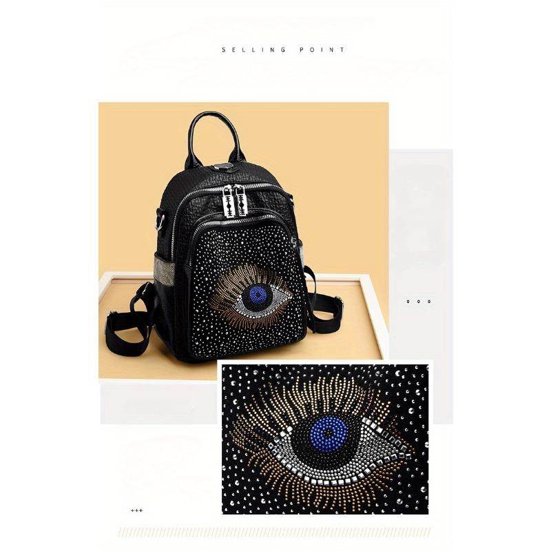 Rhinestone Devil Eyes Backpack Purse, Fashion Two-way  display picture 3
