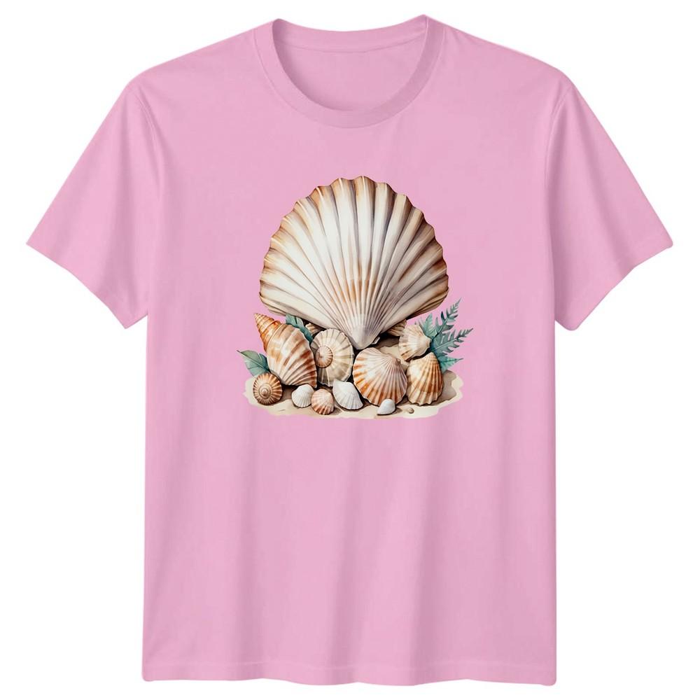 Seashells Ocean Nature Watercolor Unisex Unisex Graphic T Shirt Beach Coastal Tee
