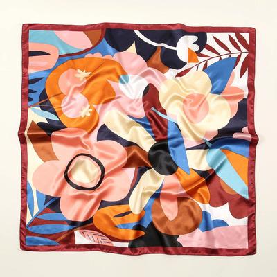Damen Quadratischer Seidenschal Luxusmarke Großer Schal Halstuch Druck Stirnband Weiblicher Foulard Bandana Wickeltücher Hijab Schals 90*90cm