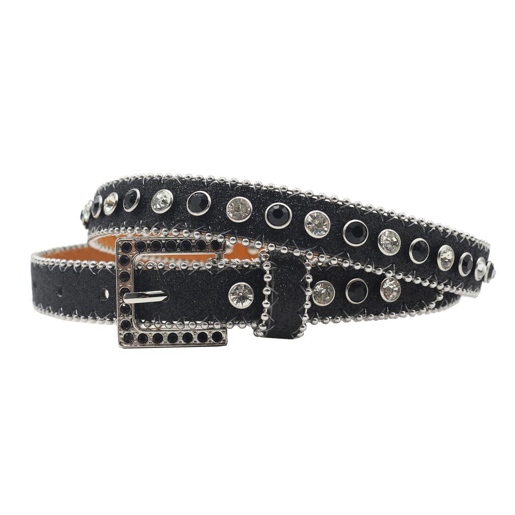 High-end 2.3 Rhinestone Belt for Women, Fashionable and Versatile Inlaid Thin Belt Extended Trousers Belt with Skirt Belt Simple