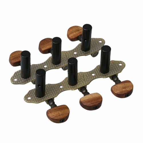 Yibuy 2-Piece Tuning Pegs for Classical Guitar, Guitar Tuner Machine Heads, Left & Right, Wood Handle, Green Patina & Wood Color