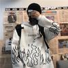 Goth Harajuku קפוצ'ונים נשים אנימה סווטשירט אוברסייז גרפיטי הדפס קריקטורה Streetwear