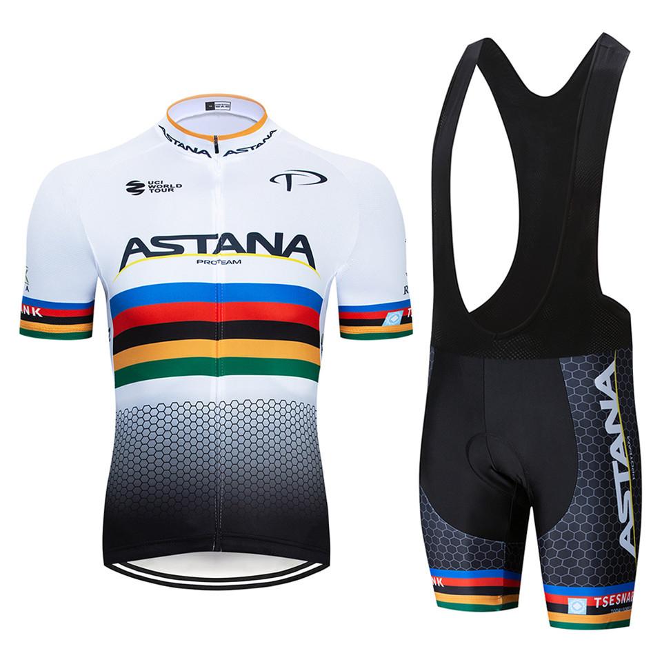 Tuta Estiva da Ciclismo Astana Set Manica Corta Astana Traspirante Sudore Attrezzatura per Tuta da Ciclismo