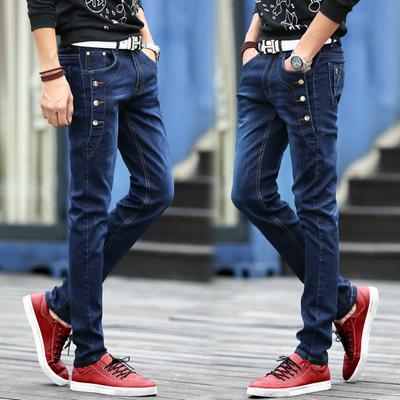 Denim Trousers Men's Trousers Small Feet Slim Stretch Casual Trousers Men's Trousers Black Spring and Summer Men's Trousers